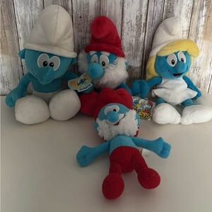 Vintage Smurfs Plush Toy Set